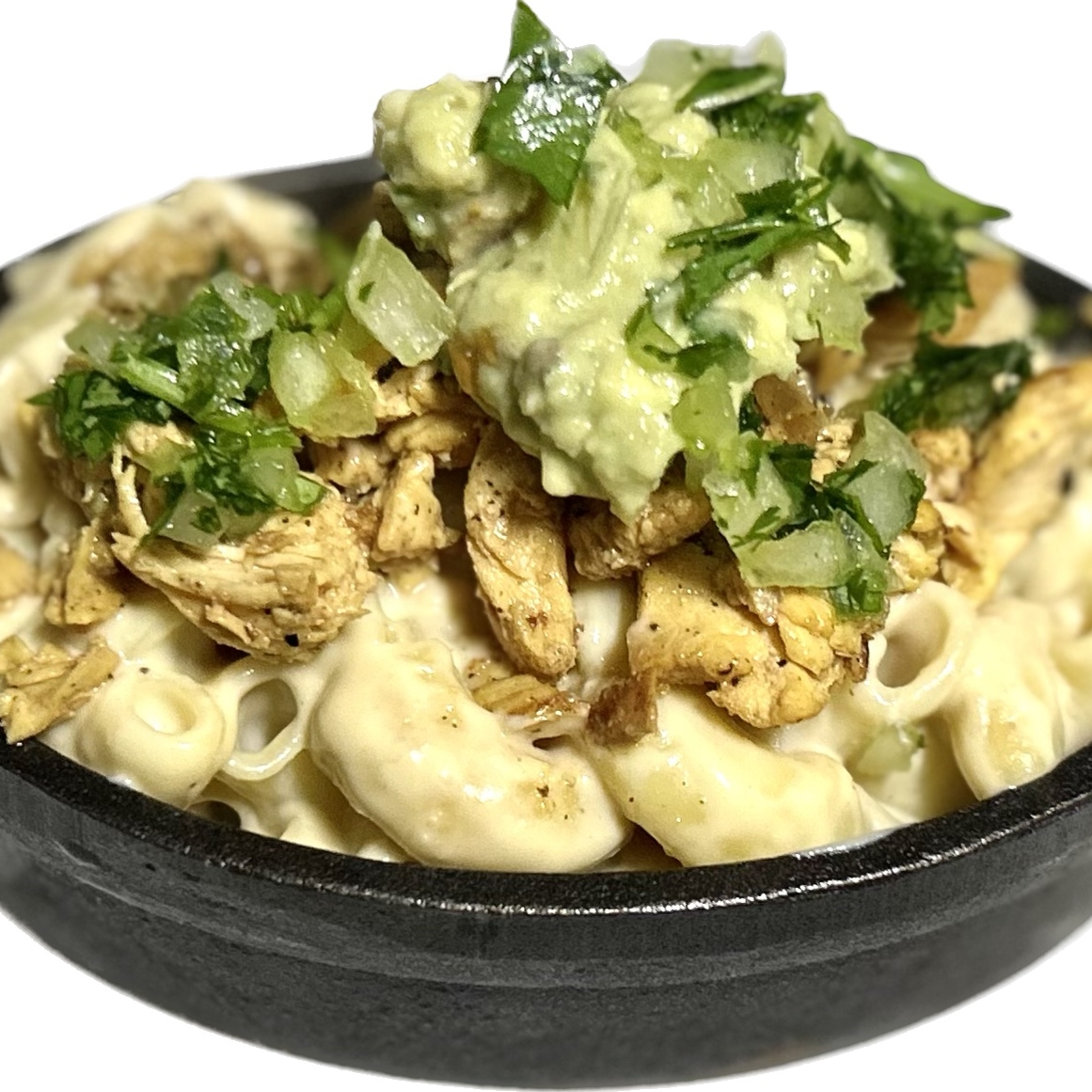 Chicken Asada Mac with Truffle Guac